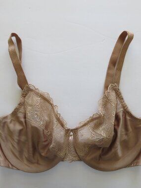 Wacoal 857361 Slim Silhouette Minimizer Embroidered Underwire Bra US 36DD Beige